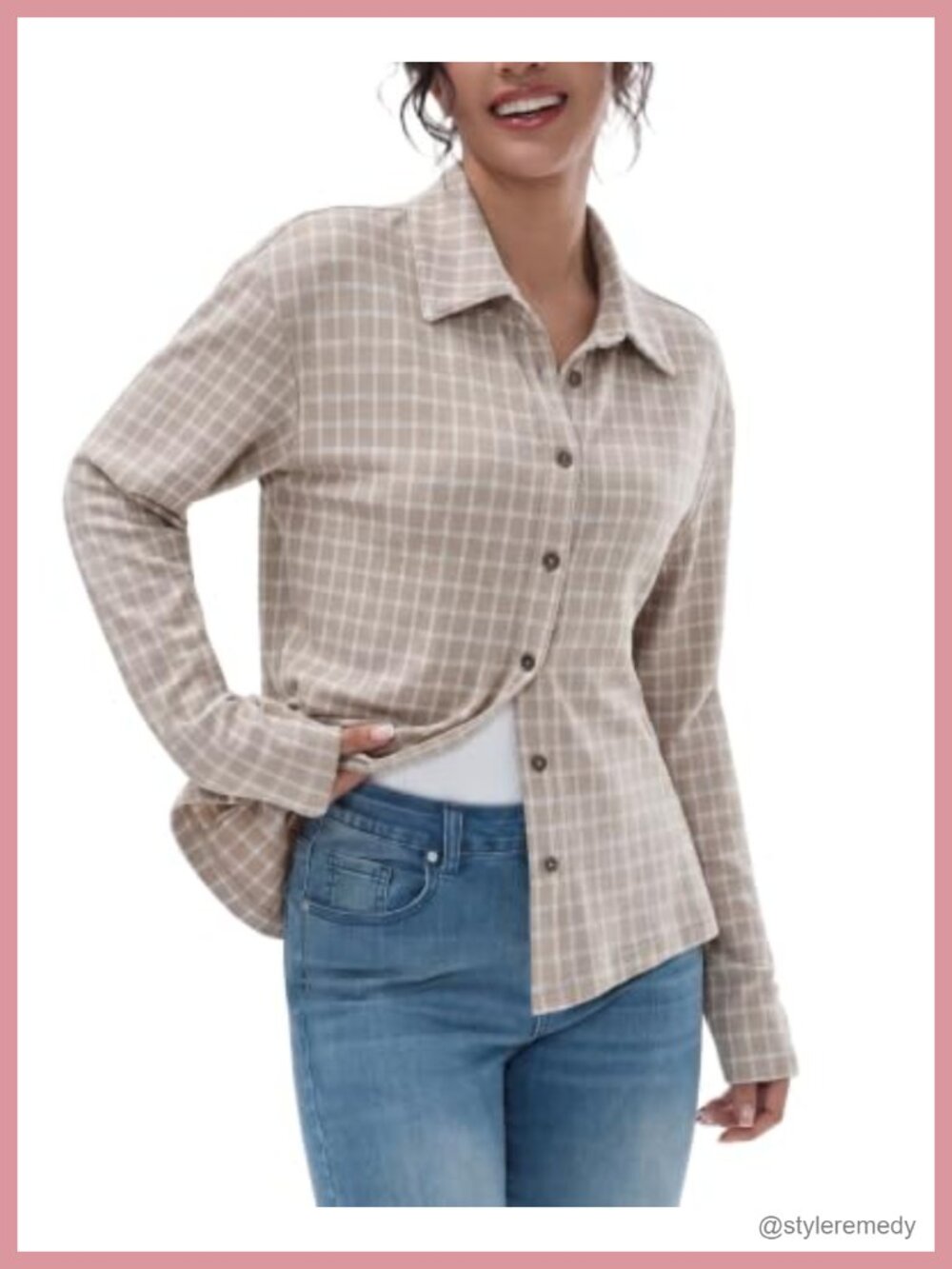 Plaid Flannel Shirt Long Sleeve Collar Button Down Slim Fit